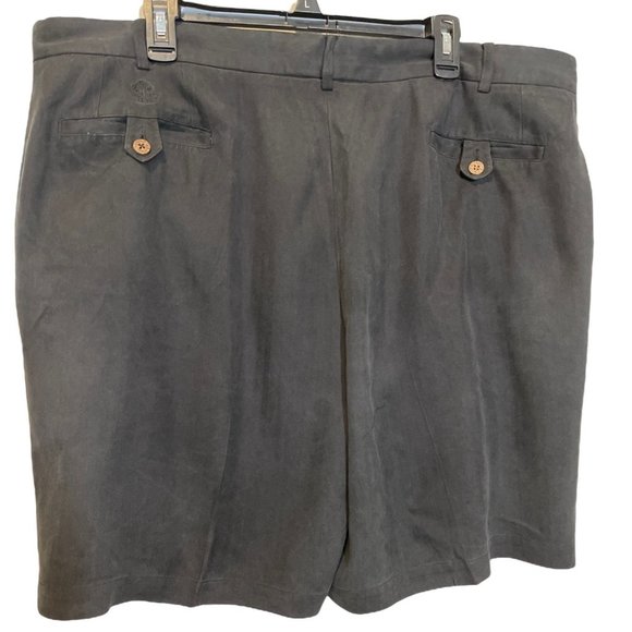 LUAU Men's‎ Size 42 Black Pleated Front 4 Pockets Silk Chino Shorts - Picture 2 of 7